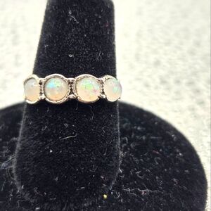 Elegant Opal Silver Ring